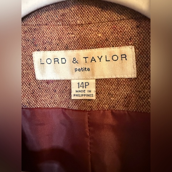 Vintage Lord & Taylor Brown Tweed 3-Button Blazer Sz 14P - Picture 5 of 10